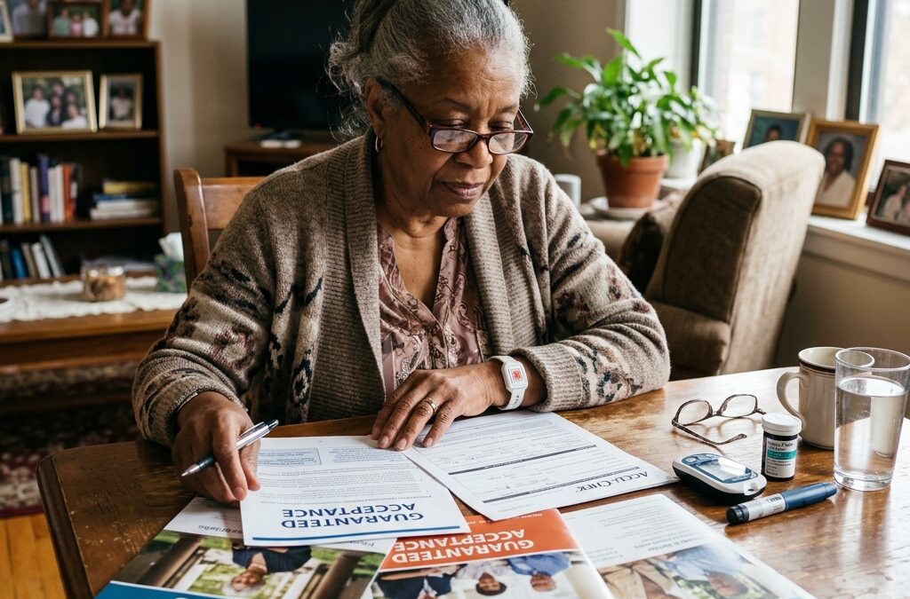 Senior with diabetes reviewing burial insurance options with a licensed RyCo broker