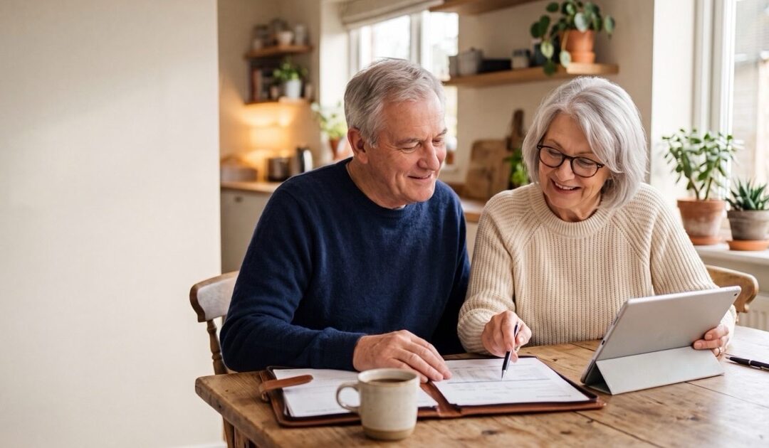 Senior couple reviewing burial insurance coverage options at home — RyCo Life Solutions