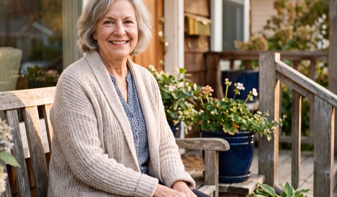 Senior woman with a cancer history sitting on her porch — RyCo Life Solutions